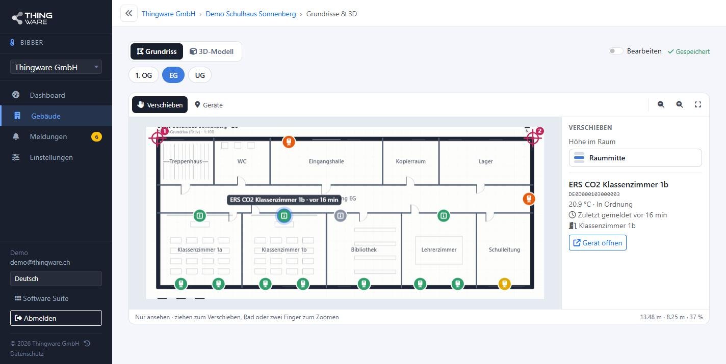 Plan d’étage avec appareils et état par pièce